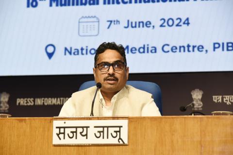 The Secretary, Ministry of Information and Broadcasting, Shri Sanjay Jaju addressing a Curtain Raiser Press Conference on 18th edition of the Mumbai International Film Festival at National Media Centre, in New Delhi on June 07, 2024.