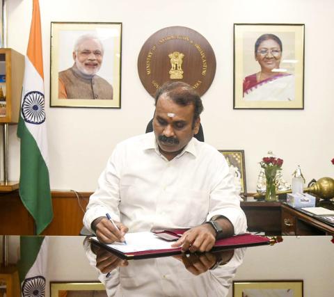 Dr. L. Murugan assumed charge as the Minister of State for Information & Broadcasting, in New Delhi on June 11, 2024.